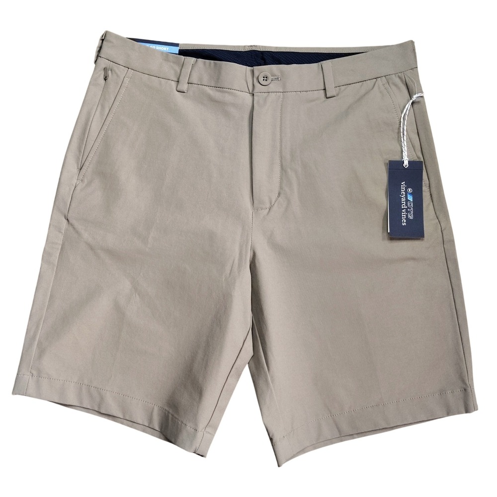 Vineyard Vines On-The-Go Short Mens 32 Khaki Beige NWT 9" Stretch Golf Casual